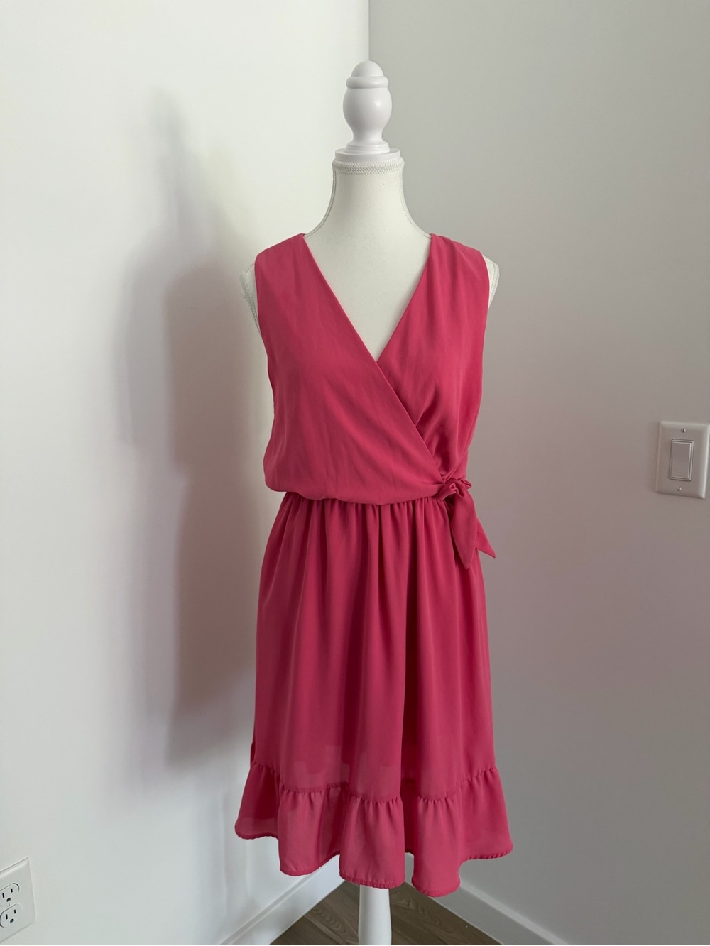 Sleeveless Wrap Midi Dress in Raspberry